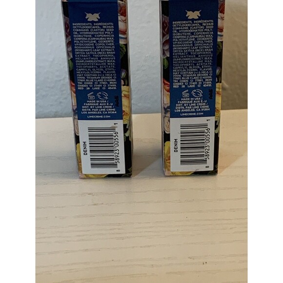2X Lime Crime Perlees Matte Pearl Lipstick Denim Metallic Blue NEW Set Box - Picture 6 of 6